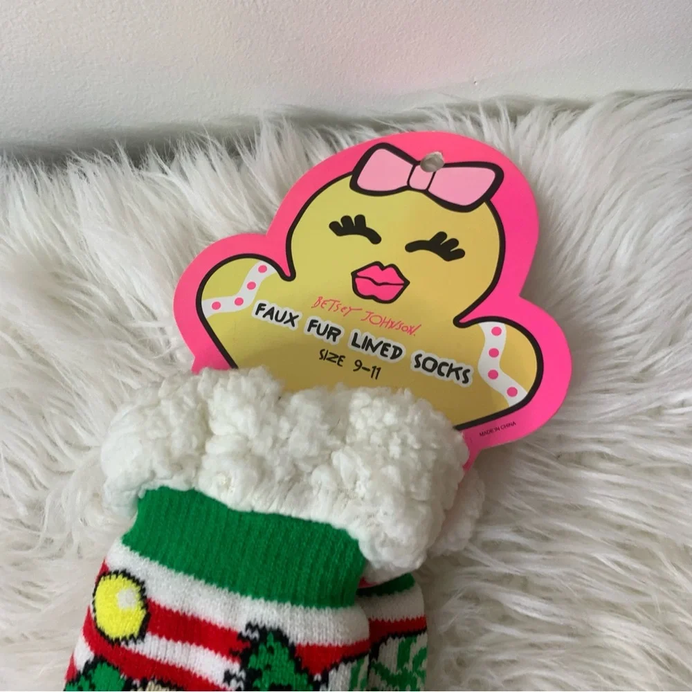 Betsey Johnson Fuzzy Christmas Socks